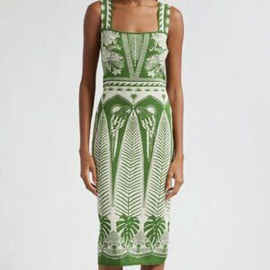 FARM Rio Knit Dress in Macaw Elegance Off-White